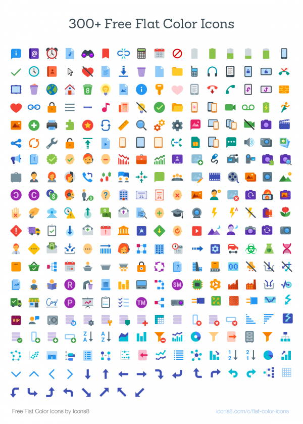 300+ Free Flat Color Icons